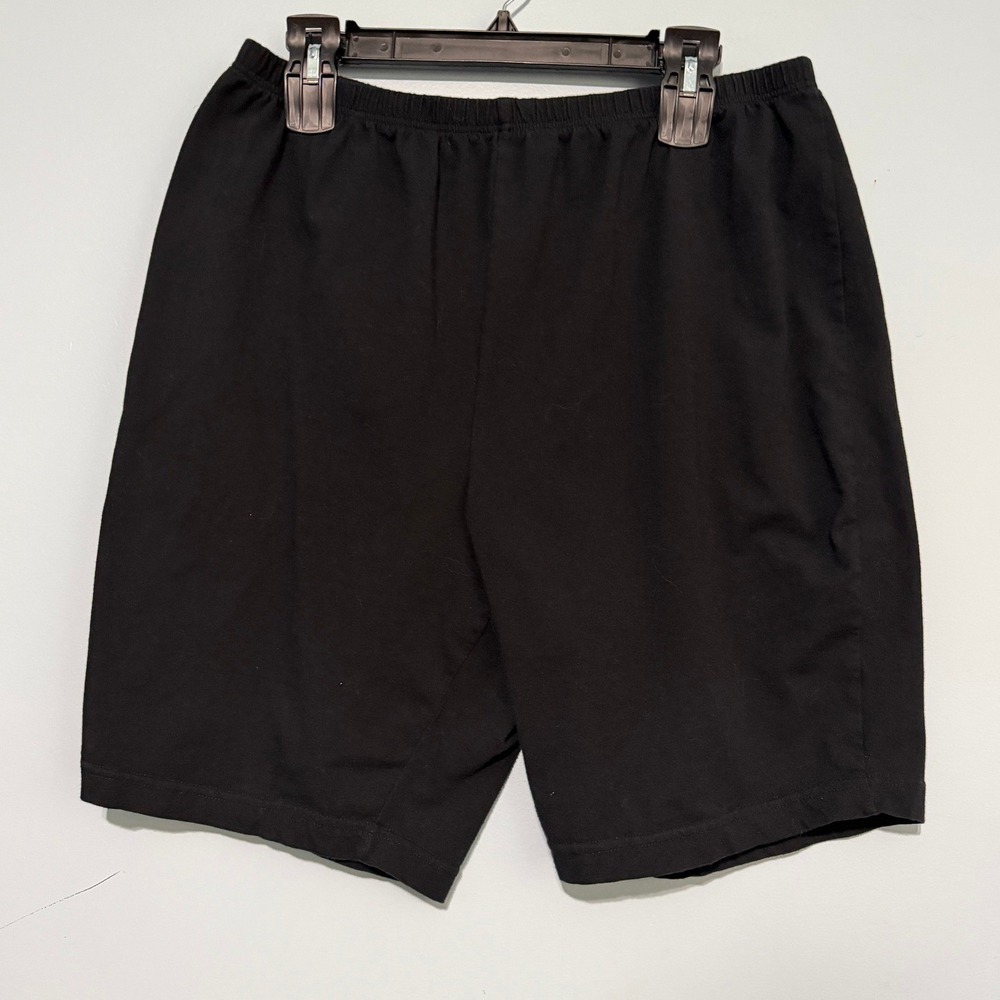 Roaman's Women's Size 1X Black Cotton Spandex Biker Shorts Stretch Casual 1707
